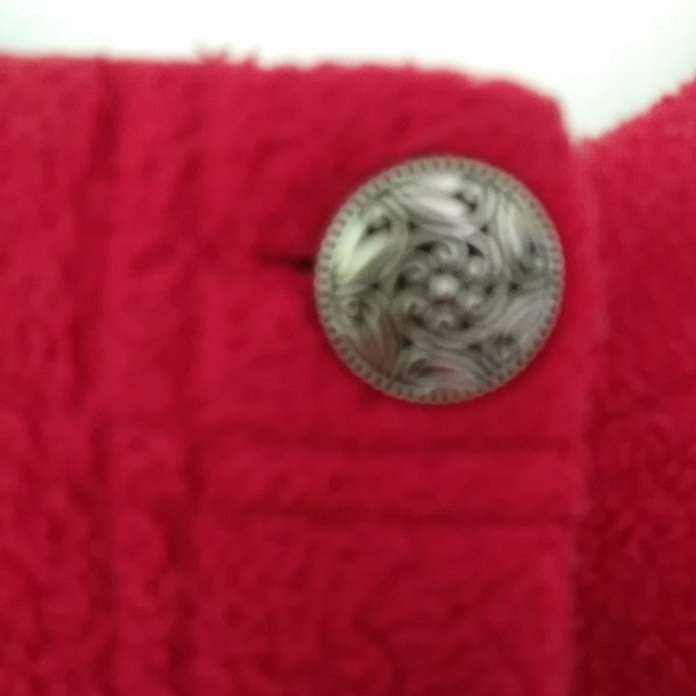 L.L. Bean Fleece Floral Button Up Embroidered Cardigan Sweater XS Regular Red - Picture 7 of 16